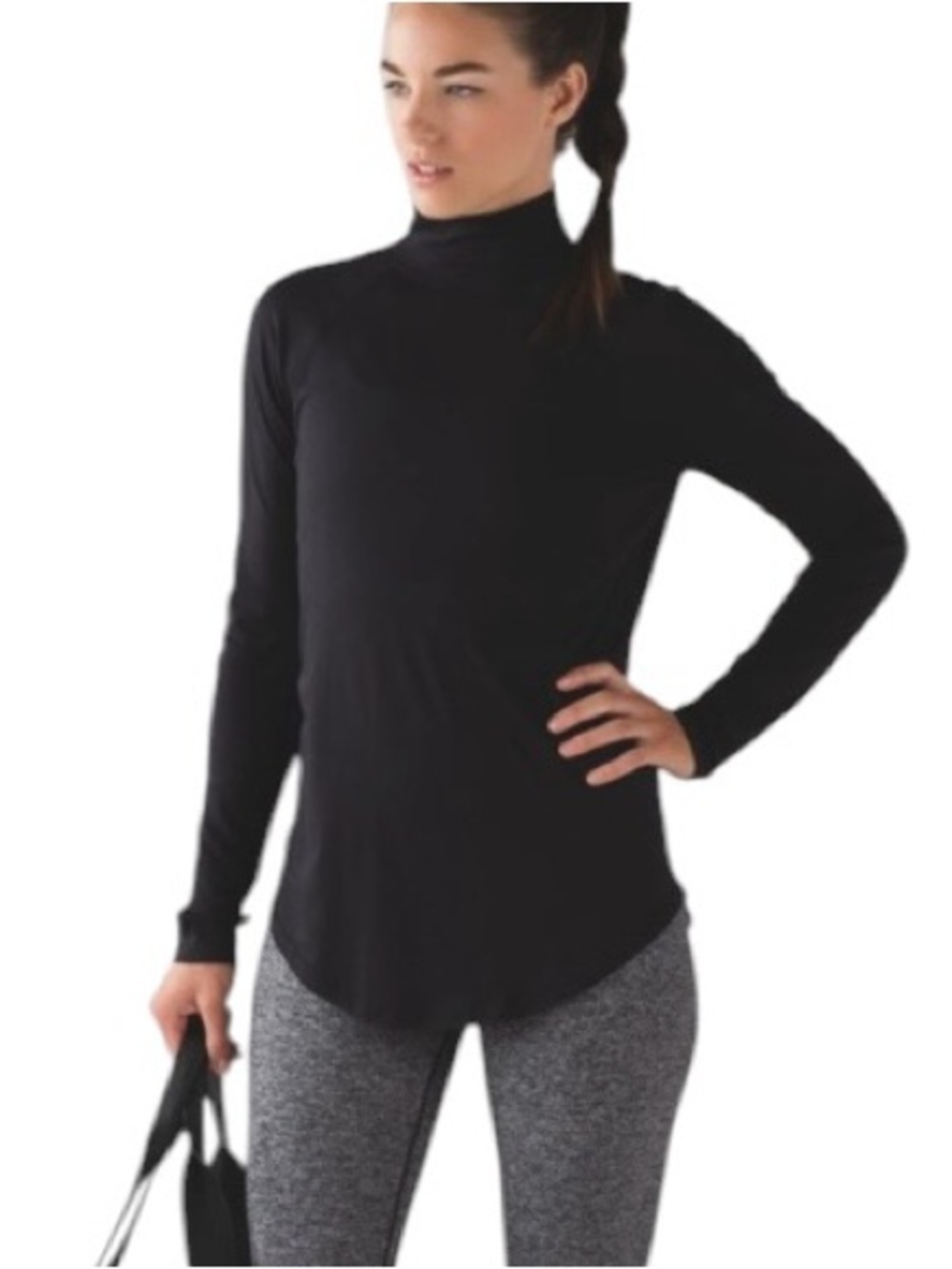 Lululemon Women’s  Locarno Ribbed Mock Turtleneck Black Fits Like Med Orig $68